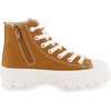 image:imageCUSHIONAIRE Vespa Platform Sneakers for Women Lace Up Canvas High Top Shoes with Side Zipper Chunky Sole and Memory FoamTan Zip