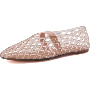 image:imageCUSHIONAIRE Siesta Girls Jelly Sandals Lattice CutOut Ballet Flats for Girls Flexible Slip On Beach ShoesMocha