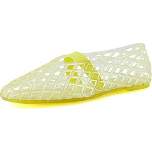image:imageCUSHIONAIRE Siesta Girls Jelly Sandals Lattice CutOut Ballet Flats for Girls Flexible Slip On Beach ShoesYellow