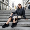 image:imageCUSHIONAIRE Husky 100 Genuine Suede Platform Slippers for Women with Fuzzy Faux Fur Lining Comfortable Memory Foam Platform Clog Slippers Wide Widths AvailableBlack Suede