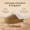 image:imageCUSHIONAIRE Husky 100 Genuine Suede Platform Slippers for Women with Fuzzy Faux Fur Lining Comfortable Memory Foam Platform Clog Slippers Wide Widths AvailableChestnut Suede