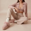 image:imageCUSHIONAIRE Husky 100 Genuine Suede Platform Slippers for Women with Fuzzy Faux Fur Lining Comfortable Memory Foam Platform Clog Slippers Wide Widths AvailablePink Suede