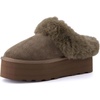 image:imageCUSHIONAIRE Husky 100 Genuine Suede Platform Slippers for Women with Fuzzy Faux Fur Lining Comfortable Memory Foam Platform Clog Slippers Wide Widths AvailableTaupe Suede