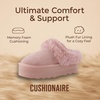 image:imageCUSHIONAIRE Husky 100 Genuine Suede Platform Slippers for Women with Fuzzy Faux Fur Lining Comfortable Memory Foam Platform Clog Slippers Wide Widths AvailablePink Suede