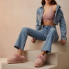 image:imageCUSHIONAIRE Husky 100 Genuine Suede Platform Slippers for Women with Fuzzy Faux Fur Lining Comfortable Memory Foam Platform Clog Slippers Wide Widths AvailablePink Suede