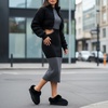 image:imageCUSHIONAIRE Husky 100 Genuine Suede Platform Slippers for Women with Fuzzy Faux Fur Lining Comfortable Memory Foam Platform Clog Slippers Wide Widths AvailableBlack Suede