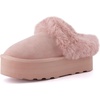 image:imageCUSHIONAIRE Husky 100 Genuine Suede Platform Slippers for Women with Fuzzy Faux Fur Lining Comfortable Memory Foam Platform Clog Slippers Wide Widths AvailablePink Suede