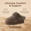 image:imageCUSHIONAIRE Husky 100 Genuine Suede Platform Slippers for Women with Fuzzy Faux Fur Lining Comfortable Memory Foam Platform Clog Slippers Wide Widths AvailableTaupe Suede