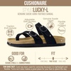 image:imageCUSHIONAIRE Lucky 100 Genuine Leather Suede Womens Sandals Comfortable Cork Footbed Slides for Women with Adjustable BucklesBlack