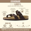 image:imageCUSHIONAIRE Lucky 100 Genuine Leather Suede Womens Sandals Comfortable Cork Footbed Slides for Women with Adjustable BucklesChocolate