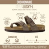 image:imageCUSHIONAIRE Lucky 100 Genuine Leather Suede Womens Sandals Comfortable Cork Footbed Slides for Women with Adjustable BucklesMoss