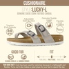 image:imageCUSHIONAIRE Lucky 100 Genuine Leather Suede Womens Sandals Comfortable Cork Footbed Slides for Women with Adjustable BucklesStone
