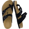 image:imageCUSHIONAIRE Lucky 100 Genuine Leather Suede Womens Sandals Comfortable Cork Footbed Slides for Women with Adjustable BucklesBlack