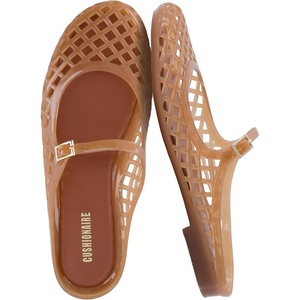 image:imageCUSHIONAIRE Java Casual Womens Jelly Flats with Adjustable Strap Closed Toe Mary Janes Mule Design Waterproof Jelly Sandals for WomenWhiskey