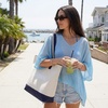 image:imageCUSHIONAIRE Canvas Tote Bag for Women Everyday Casual Beach Bag with Secure Zip Top and Exterior Storage PocketNavy