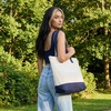 image:imageCUSHIONAIRE Canvas Tote Bag for Women Everyday Casual Beach Bag with Secure Zip Top and Exterior Storage PocketNavy