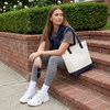 image:imageCUSHIONAIRE Canvas Tote Bag for Women Everyday Casual Beach Bag with Secure Zip Top and Exterior Storage PocketNavy