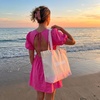 image:imageCUSHIONAIRE Canvas Tote Bag for Women Everyday Casual Beach Bag with Secure Zip Top and Exterior Storage PocketPink