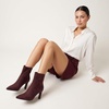 image:imageCUSHIONAIRE Giana Womens High Heel Ankle Boots Square Toe Vegan Suede Mid Block Heel Dress Booties for OfficeBurgundy