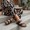 image:imageCUSHIONAIRE Lane Cork Footbed Womens Sandals Comfortable Double Buckle Slip On Sandals for Women with Arch Support and Classic Two Strap DesignBlack Nappa