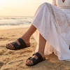 image:imageCUSHIONAIRE Lane Cork Footbed Womens Sandals Comfortable Double Buckle Slip On Sandals for Women with Arch Support and Classic Two Strap DesignBlack Oily