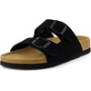 image:imageCUSHIONAIRE Lane Cork Footbed Womens Sandals Comfortable Double Buckle Slip On Sandals for Women with Arch Support and Classic Two Strap DesignBlack Vegan Suede