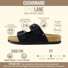 image:imageCUSHIONAIRE Lane Cork Footbed Womens Sandals Comfortable Double Buckle Slip On Sandals for Women with Arch Support and Classic Two Strap DesignBlack Vegan Suede