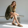image:imageCUSHIONAIRE Lane Cork Footbed Womens Sandals Comfortable Double Buckle Slip On Sandals for Women with Arch Support and Classic Two Strap DesignBrown