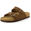 image:imageCUSHIONAIRE Lane Cork Footbed Womens Sandals Comfortable Double Buckle Slip On Sandals for Women with Arch Support and Classic Two Strap DesignBrown Vegan Suede