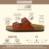 image:imageCUSHIONAIRE Lane Cork Footbed Womens Sandals Comfortable Double Buckle Slip On Sandals for Women with Arch Support and Classic Two Strap DesignCognac