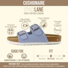 image:imageCUSHIONAIRE Lane Cork Footbed Womens Sandals Comfortable Double Buckle Slip On Sandals for Women with Arch Support and Classic Two Strap DesignLt Blue Vegan Suede
