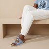 image:imageCUSHIONAIRE Lane Cork Footbed Womens Sandals Comfortable Double Buckle Slip On Sandals for Women with Arch Support and Classic Two Strap DesignLt Blue Vegan Suede