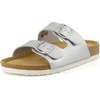 image:imageCUSHIONAIRE Lane Cork Footbed Womens Sandals Comfortable Double Buckle Slip On Sandals for Women with Arch Support and Classic Two Strap DesignSilver