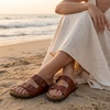 image:imageCUSHIONAIRE Lane Cork Footbed Womens Sandals Comfortable Double Buckle Slip On Sandals for Women with Arch Support and Classic Two Strap DesignWhiskey