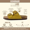 image:imageCUSHIONAIRE Lane Cork Footbed Womens Sandals Comfortable Double Buckle Slip On Sandals for Women with Arch Support and Classic Two Strap DesignYellow Vegan Suede