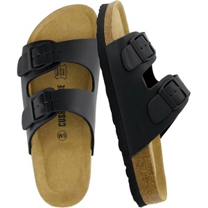 image:imageCUSHIONAIRE Lane Cork Footbed Womens Sandals Comfortable Double Buckle Slip On Sandals for Women with Arch Support and Classic Two Strap DesignBlack Oily