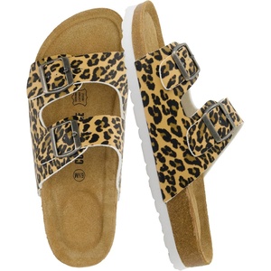 image:imageCUSHIONAIRE Lane Cork Footbed Womens Sandals Comfortable Double Buckle Slip On Sandals for Women with Arch Support and Classic Two Strap DesignLeopard