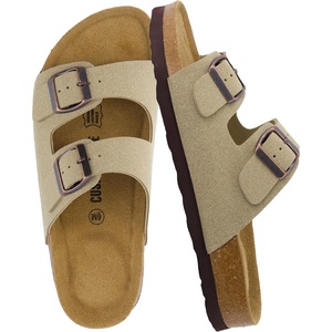 image:imageCUSHIONAIRE Lane Cork Footbed Womens Sandals Comfortable Double Buckle Slip On Sandals for Women with Arch Support and Classic Two Strap DesignTaupe Vegan Suede