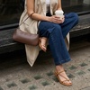 image:imageCUSHIONAIRE Alias Squared Toe Womens Sandals TStrap Flat Sandal with Cushioned Footbed and Adjustable Ankle StrapCognac