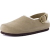 image:imageCUSHIONAIRE Luz Suede Clogs for Women with Fuzzy LiningBiscuit