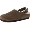 image:imageCUSHIONAIRE Luz Suede Clogs for Women with Fuzzy LiningDark Taupe