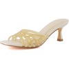 image:imageCUSHIONAIRE Naty Jelly Kitten Heels for Women Chic SlipOn Mule Design with Modern Open Square Toe Womens HeelsNude