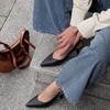 image:imageCUSHIONAIRE Saby Slingback Kitten Heels for Women Pointed Toe Pumps with Adjustable Ankle Strap for Casual Dressy WearBlack Smooth