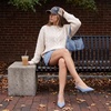image:imageCUSHIONAIRE Saby Slingback Kitten Heels for Women Pointed Toe Pumps with Adjustable Ankle Strap for Casual Dressy WearBlue Microsuede