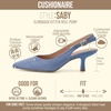 image:imageCUSHIONAIRE Saby Slingback Kitten Heels for Women Pointed Toe Pumps with Adjustable Ankle Strap for Casual Dressy WearBlue Microsuede