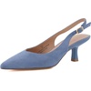 image:imageCUSHIONAIRE Saby Slingback Kitten Heels for Women Pointed Toe Pumps with Adjustable Ankle Strap for Casual Dressy WearBlue Microsuede