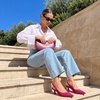 image:imageCUSHIONAIRE Saby Slingback Kitten Heels for Women Pointed Toe Pumps with Adjustable Ankle Strap for Casual Dressy WearFuchsia Microsuede