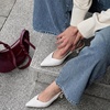 image:imageCUSHIONAIRE Saby Slingback Kitten Heels for Women Pointed Toe Pumps with Adjustable Ankle Strap for Casual Dressy WearIvory Smooth