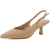 image:imageCUSHIONAIRE Saby Slingback Kitten Heels for Women Pointed Toe Pumps with Adjustable Ankle Strap for Casual Dressy WearLight Tan Microsuede