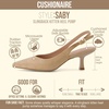 image:imageCUSHIONAIRE Saby Slingback Kitten Heels for Women Pointed Toe Pumps with Adjustable Ankle Strap for Casual Dressy WearLight Tan Microsuede